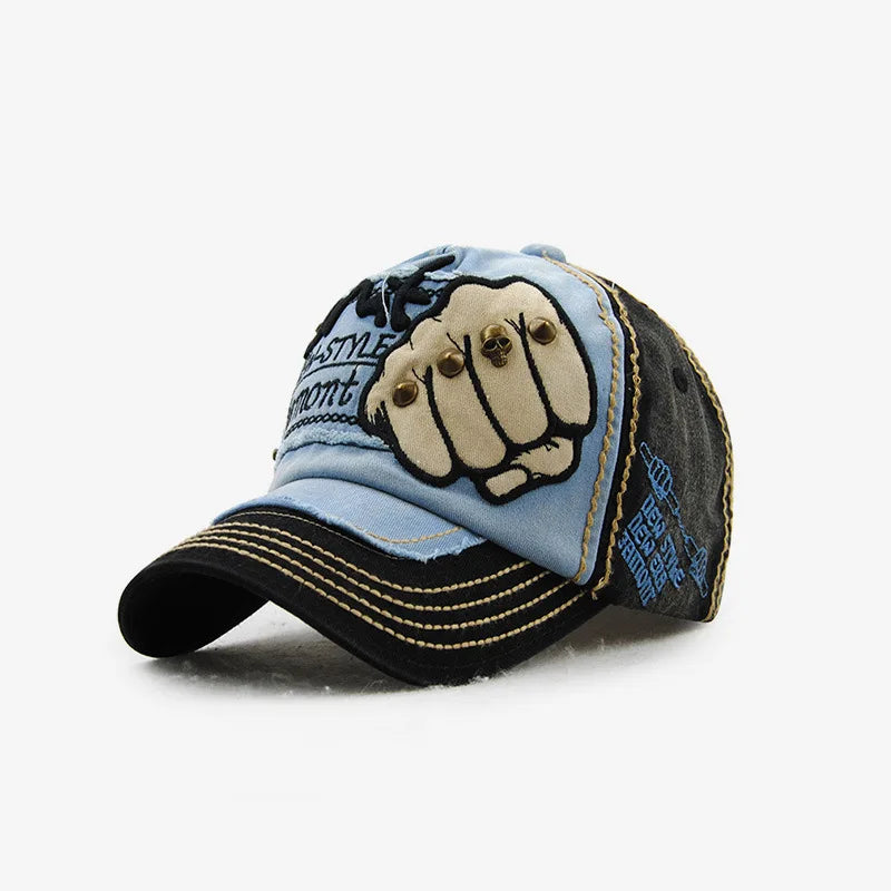 Rivet Letter Embroidered Hip Hop Baseball Cap