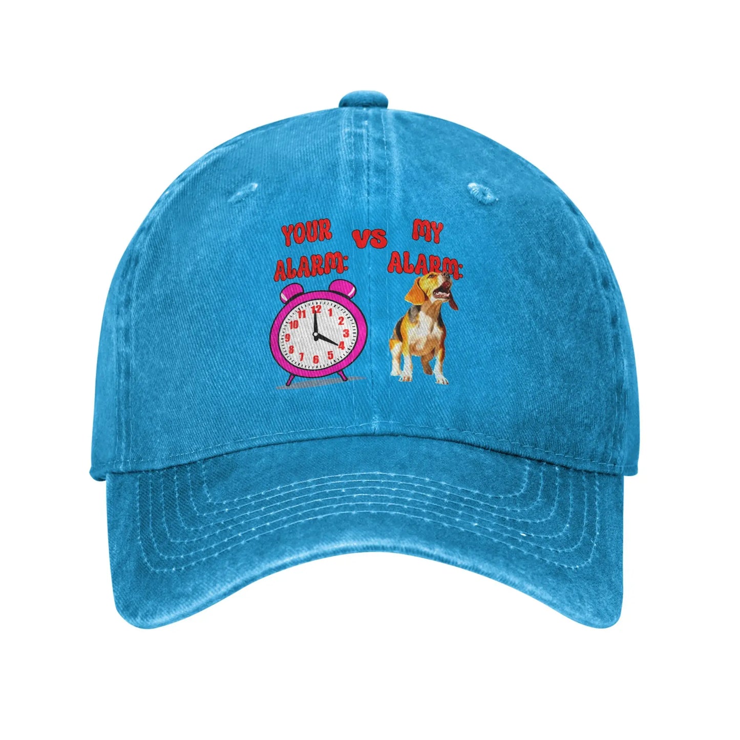 Your Alarm Vs My Alarm Beagle Distressed Denim Baseball Cap