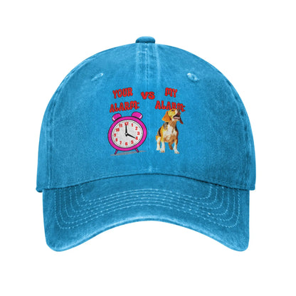 Your Alarm Vs My Alarm Beagle Distressed Denim Baseball Cap