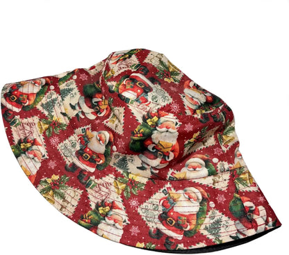 Retro Christmas Poster Print Bucket Hat