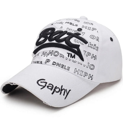 Broken Hole Bat Embroidered Hip Hop Baseball Cap
