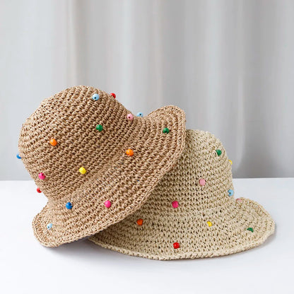 Y2K Womens Wide Large Brim Straw Bucket Hat