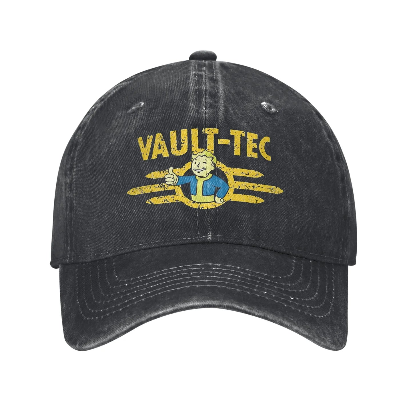 Vault Tec Distressed Denim Snapback Adjustable Baseball Cap