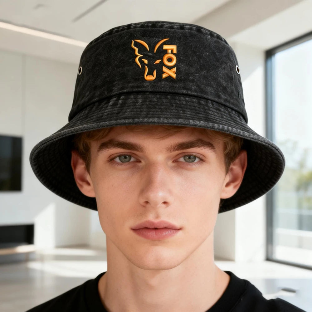 FOX Washed Retro Embroidered Bucket Hat