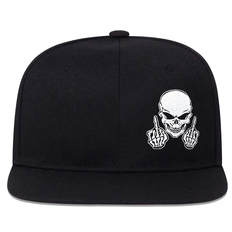 Unisex Skeleton Finger Embroidery Snapback Cap