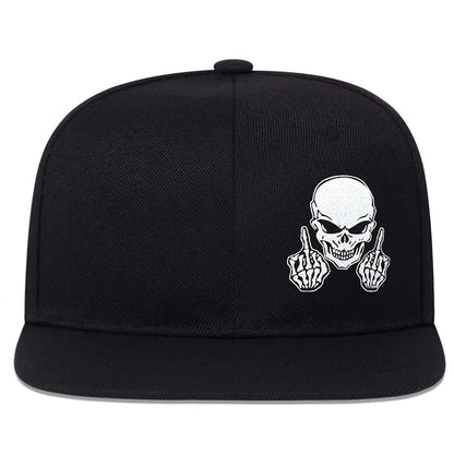 Unisex Skeleton Finger Embroidery Snapback Cap