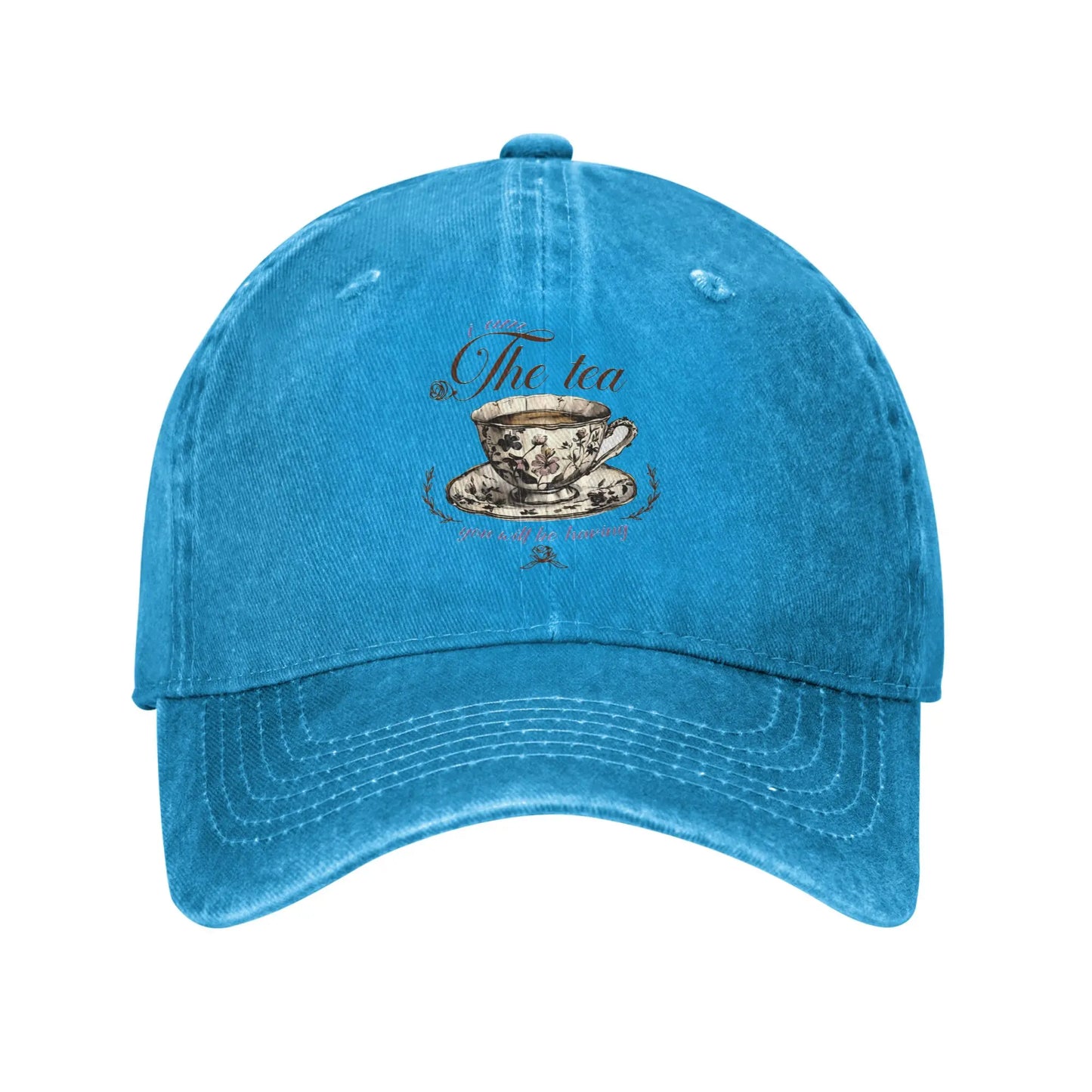 Washed "I Am The Tea" Fashion Baseball Cap