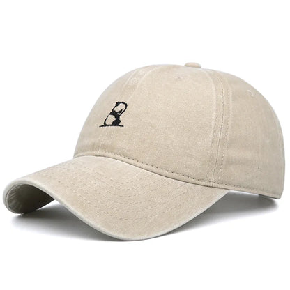Fashion Panda Embroidery Washed Cotton Baseball Cap