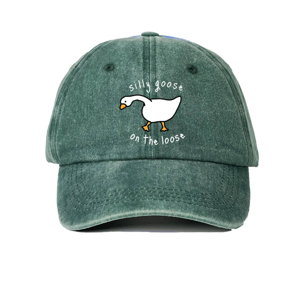 Big Goose Print Soft Top Baseball Cap