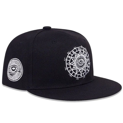 Unisex Eyes Embroidered Snapback Cap Outdoor Casual