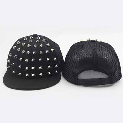 Unisex Rivet Punk Rock Flat Brim Snapback Cap