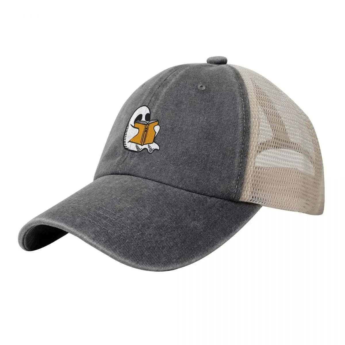 Booooks Halloween Ghost Cowboy Vintage Mesh Baseball Cap