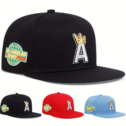A Letter Crown Embroidery Snapback Cap