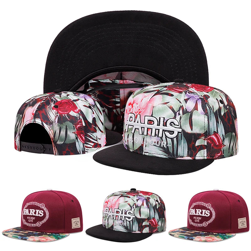 Paris Embroidered Flat Edge Baseball Cap