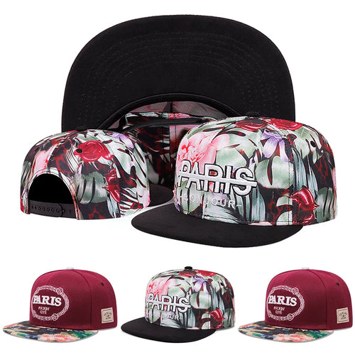 Paris Embroidered Flat Edge Baseball Cap