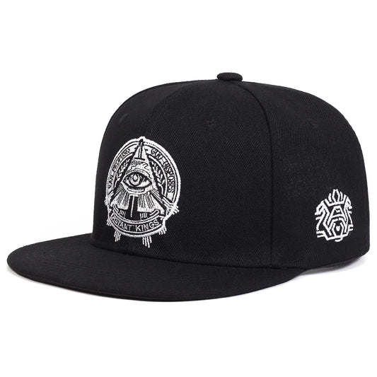 3D Eye Embroidered Flat Brim Hip Hop Cap