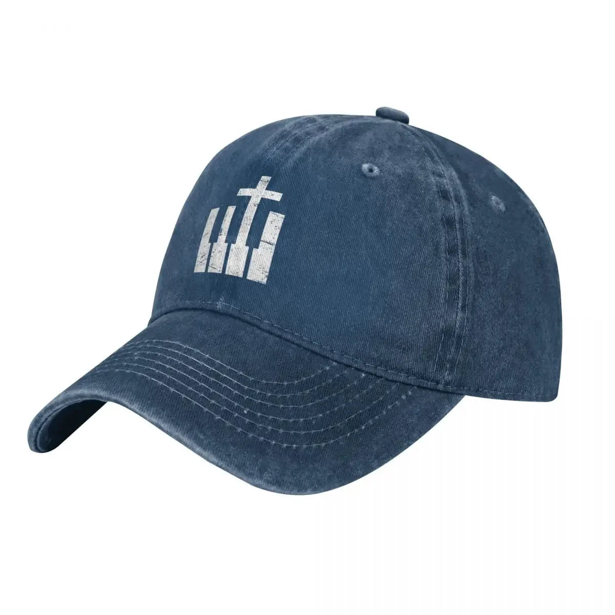 Christian Musician Keyboard Cross Denim Baseball Cap