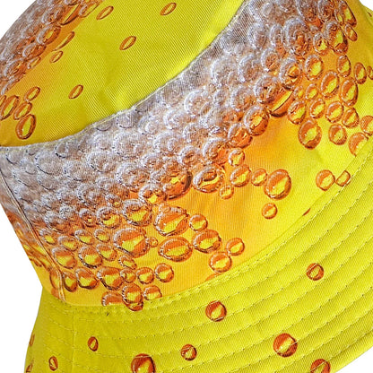 Yellow Beer Bubble Reversible Festival Bucket Hat