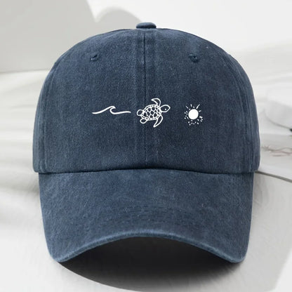 Vintage Turtle Print Duckbill Baseball Cap