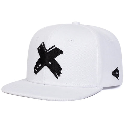 X Letter Embroidery Adjustable Snapback Cap