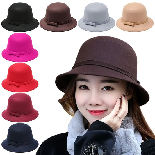 Elegant Wool Felt Cloche Bucket Hat