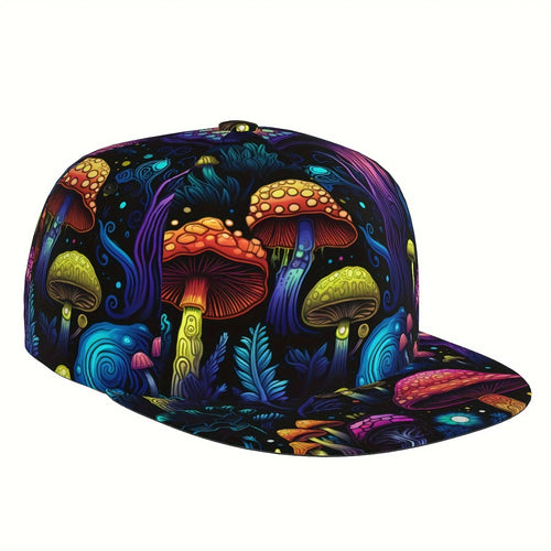 Fantasy Mushroom Print Flat Brim Baseball Cap