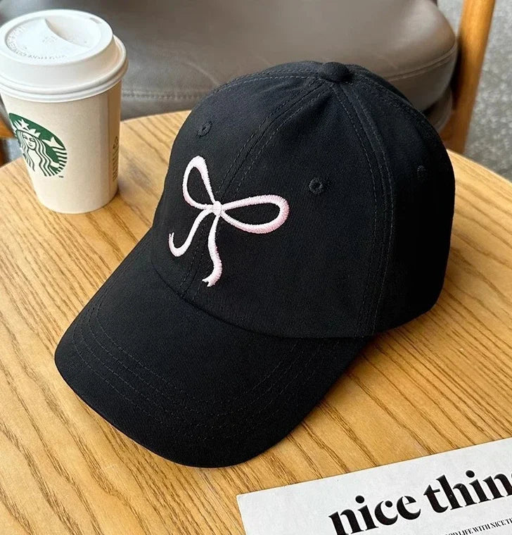 Women Bowknot Embroidered Cotton Baseball Cap