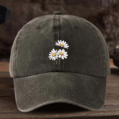 Unisex Daisy Print Duckbill Cap