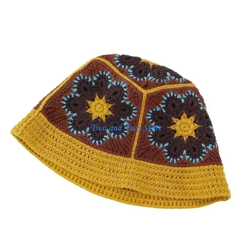 Handcrochet Elegant Knitted Flower Sunproof Bucket Hat