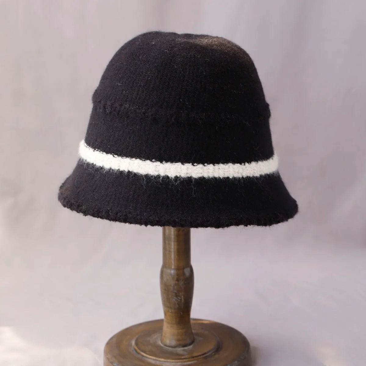 Striped Wool Knitted Bucket Hat