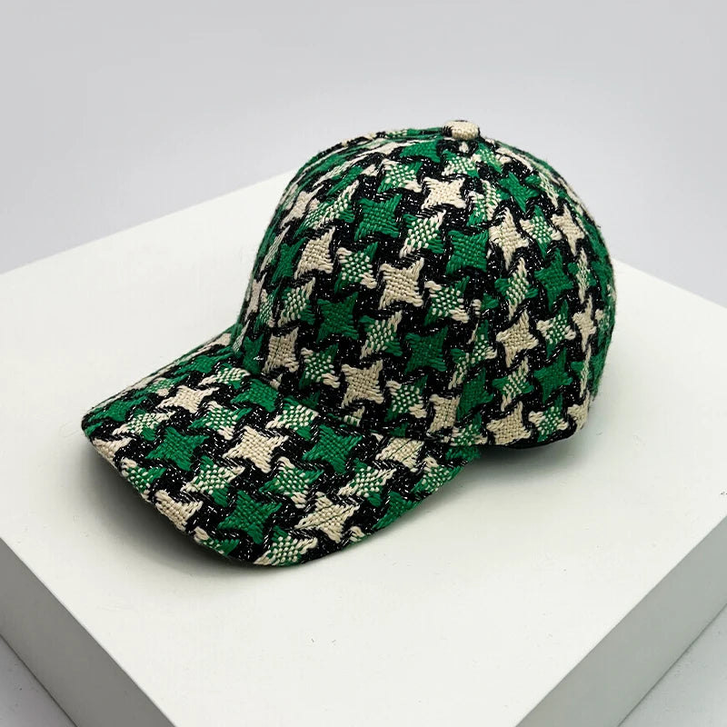 Warm Star Color Block Plush Baseball Cap