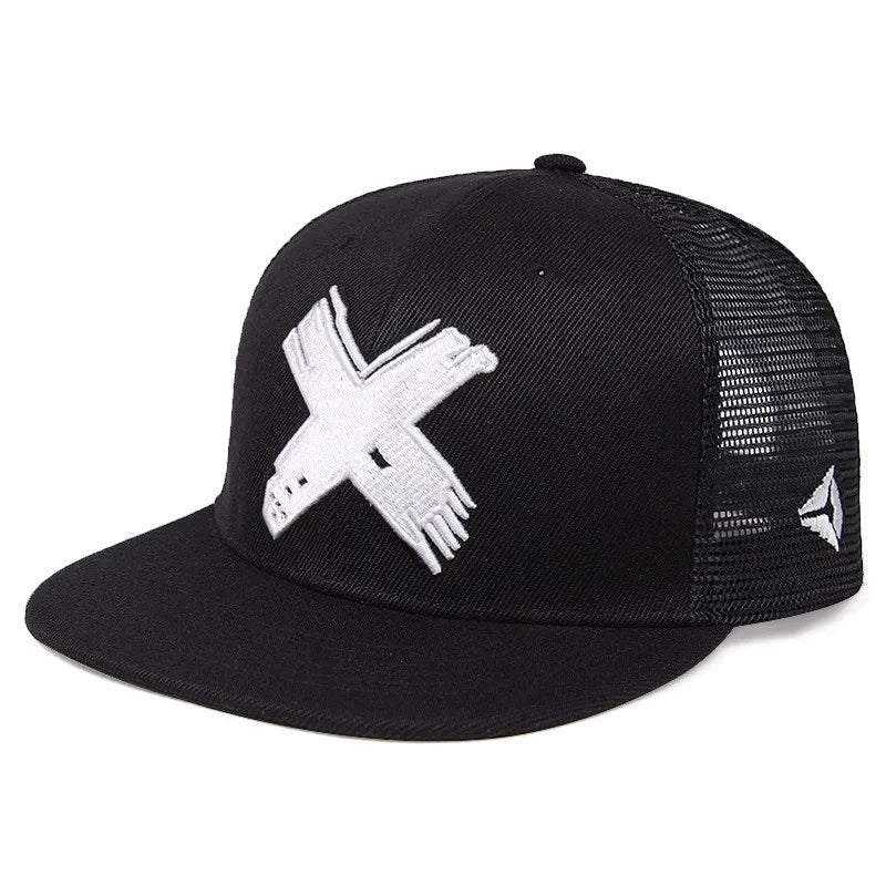 Mesh X Letter 3D Embroidered Snapback Cap