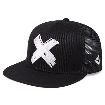 Mesh X Letter 3D Embroidered Snapback Cap