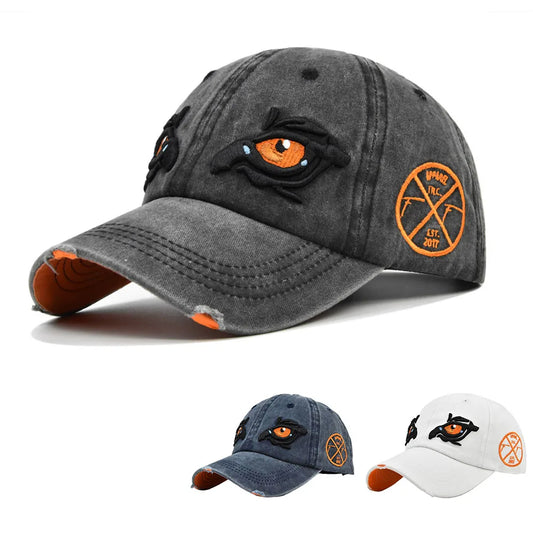Washed Cotton Eagle Eye Embroidered Vintage Baseball Cap