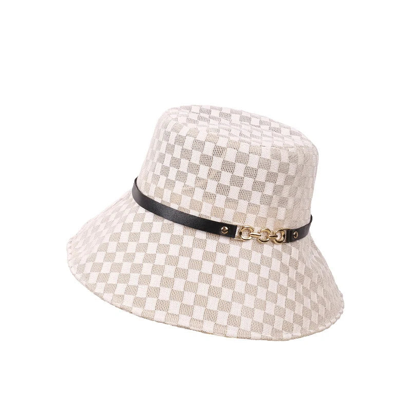 Women Plaid Travel Bucket Hat