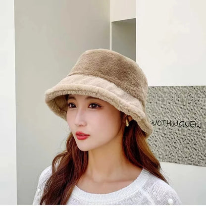 Korean Lamb Faux Fur Winter Bucket Hat