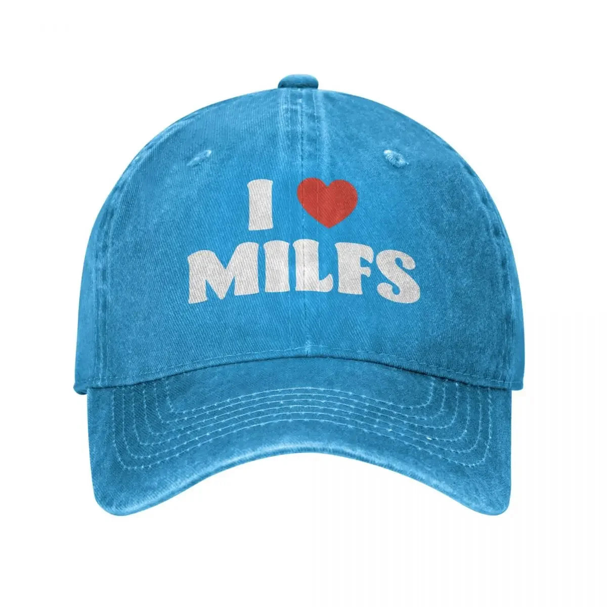 I Love Milfs Distressed Denim Baseball Cap