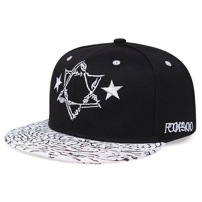 Star Embroidery Flat Brim Hip Hop Cap