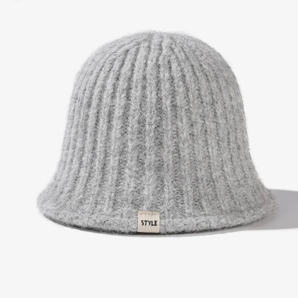 Striped Knit Big Head Bucket Hat