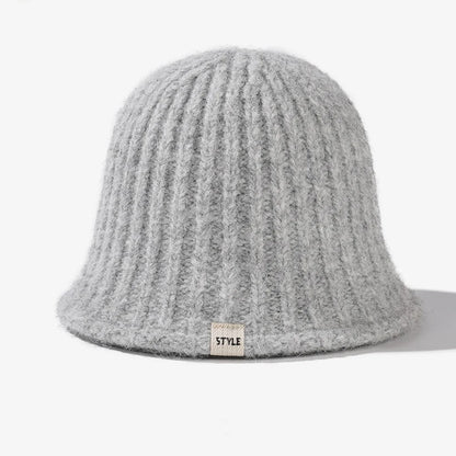 Striped Knit Big Head Bucket Hat