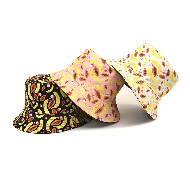 Polyester Cartoon Print Spring Autumn Travel Bucket Hat