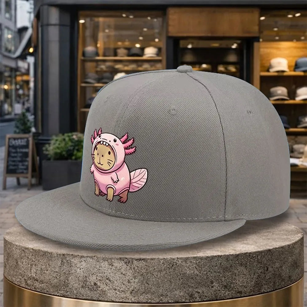 Axolotl Costume Cat Flat Brim Snapback Cap