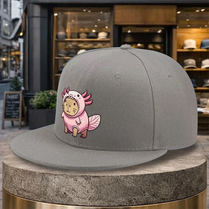 Axolotl Costume Cat Flat Brim Snapback Cap