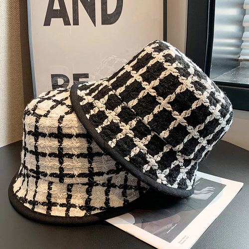 Plaid Knitted Winter Fisherman Hat
