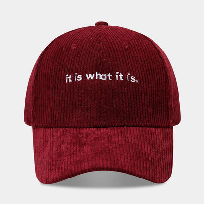 Winter Corduroy Embroidered Letter Baseball Cap