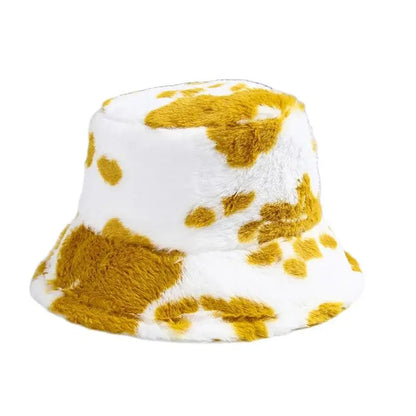 Cow Pattern Plush Bucket Hat