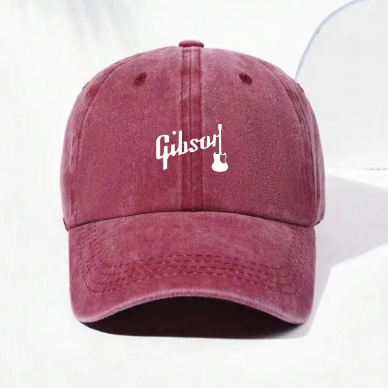 Guitar Music Vintage Washed Cotton Rock Style Baseball Cap