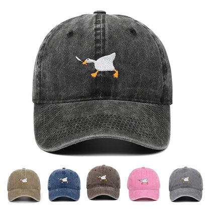 White Goose Embroidered Adjustable Baseball Cap