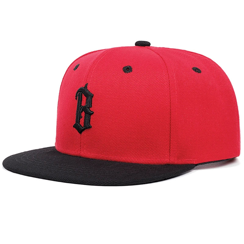 B Gothic Embroidered Flat Brim Baseball Cap
