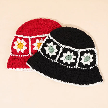 Korean Crochet Flower Knit Bucket Hat